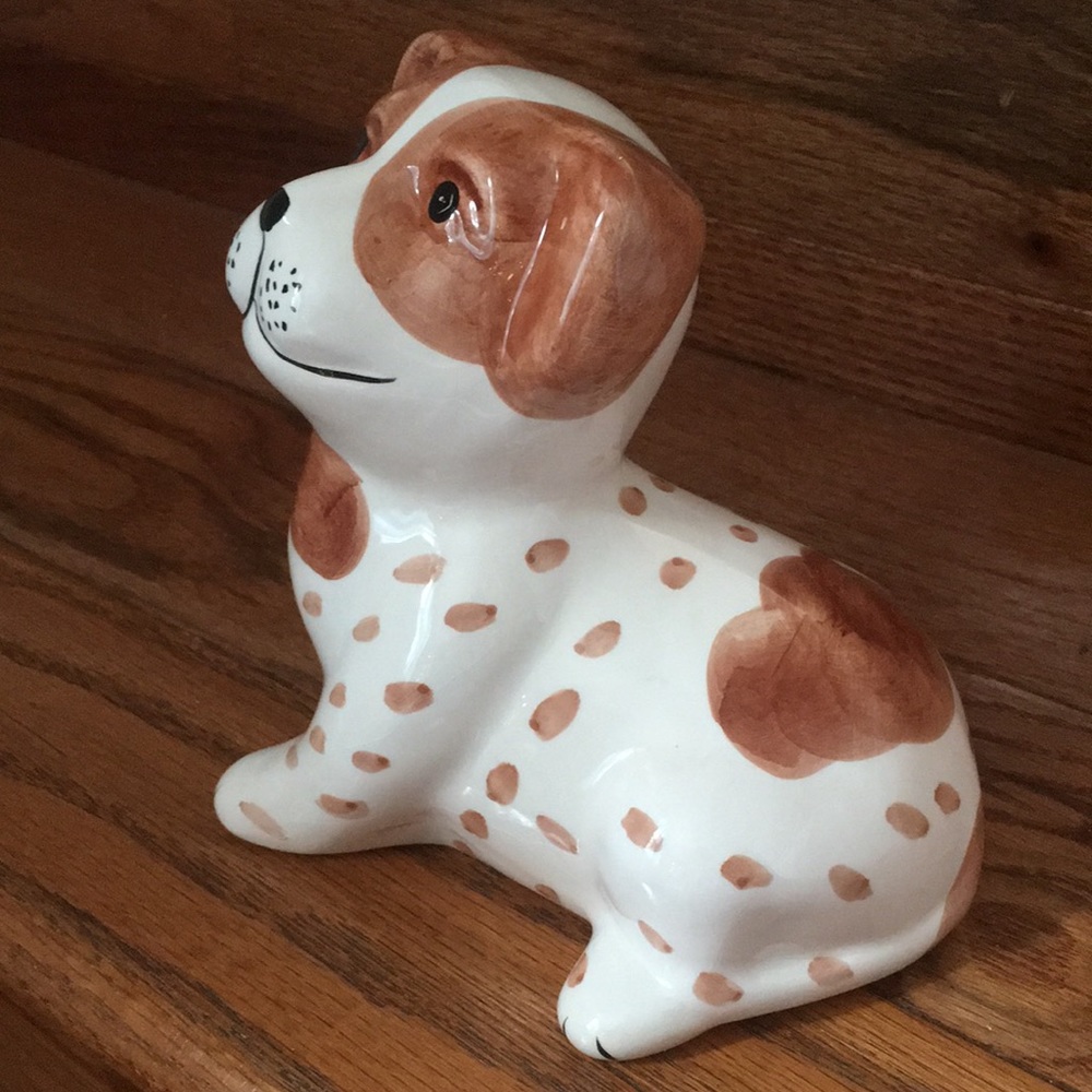 Vintage Hand Painted Ceramic Dog Statue Figurine